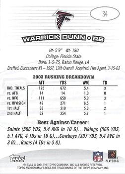 2004 Bowman's Best #34 Warrick Dunn Back