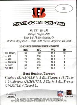 2004 Bowman's Best #39 Chad Johnson Back