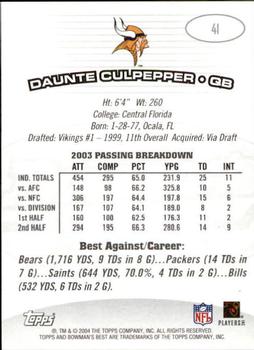 2004 Bowman's Best #41 Daunte Culpepper Back