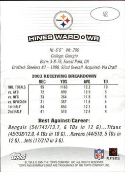 2004 Bowman's Best #48 Hines Ward Back