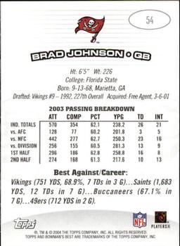 2004 Bowman's Best #54 Brad Johnson Back