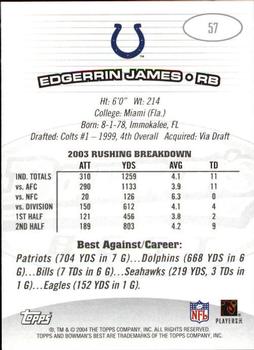 2004 Bowman's Best #57 Edgerrin James Back