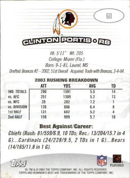 2004 Bowman's Best #60 Clinton Portis Back
