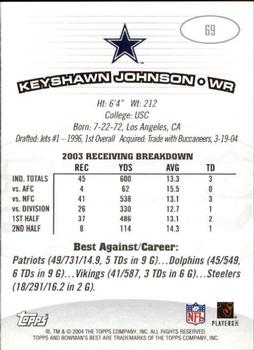 2004 Bowman's Best #69 Keyshawn Johnson Back