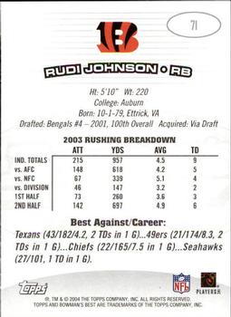 2004 Bowman's Best #71 Rudi Johnson Back