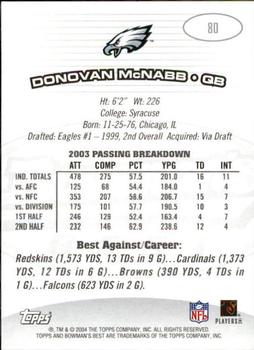 2004 Bowman's Best #80 Donovan McNabb Back
