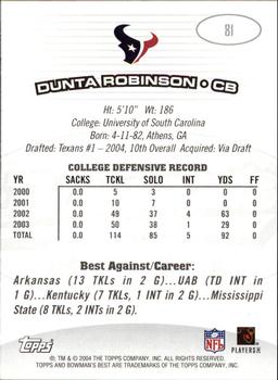 2004 Bowman's Best #81 Dunta Robinson Back