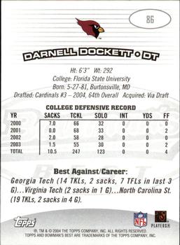 2004 Bowman's Best #86 Darnell Dockett Back