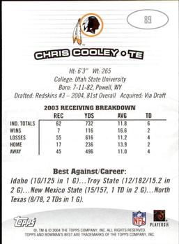 2004 Bowman's Best #89 Chris Cooley Back
