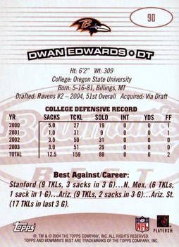 2004 Bowman's Best #90 Dwan Edwards Back