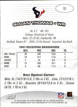 2004 Bowman's Best #96 Sloan Thomas Back