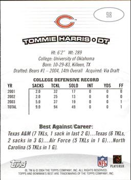 2004 Bowman's Best #98 Tommie Harris Back