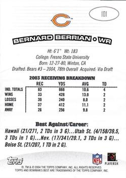 2004 Bowman's Best #101 Bernard Berrian Back