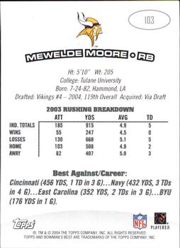 2004 Bowman's Best #103 Mewelde Moore Back