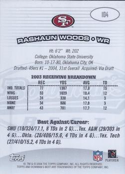 2004 Bowman's Best #104 Rashaun Woods Back