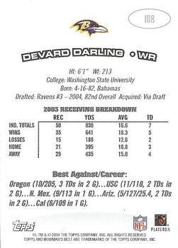 2004 Bowman's Best #108 Devard Darling Back