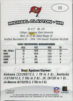 2004 Bowman's Best #109 Michael Clayton Back