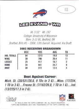 2004 Bowman's Best #113 Lee Evans Back