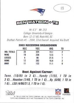 2004 Bowman's Best #119 Ben Watson Back