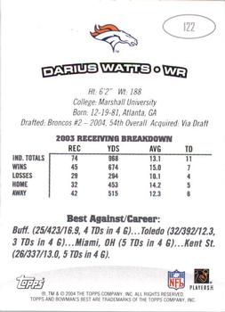 2004 Bowman's Best #122 Darius Watts Back
