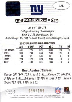 2004 Bowman's Best #126 Eli Manning Back
