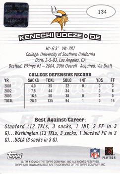 2004 Bowman's Best #134 Kenechi Udeze Back