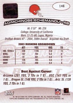2004 Bowman's Best #146 Adimchinobe Echemandu Back