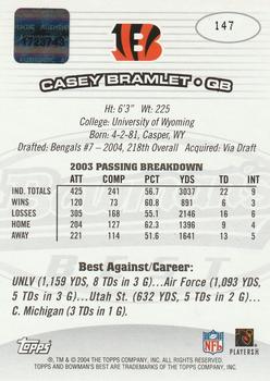 2004 Bowman's Best #147 Casey Bramlet Back