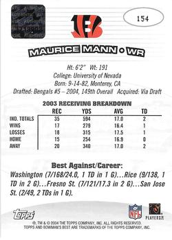 2004 Bowman's Best #154 Maurice Mann Back