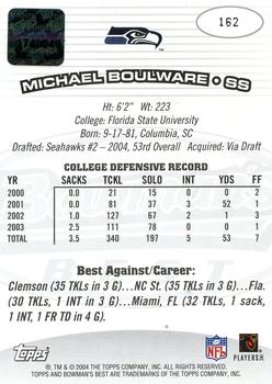 2004 Bowman's Best #162 Michael Boulware Back