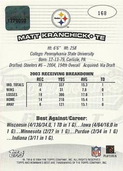 2004 Bowman's Best #168 Matt Kranchick Back