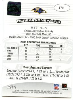 2004 Bowman's Best #178 Derek Abney Back