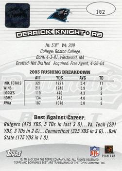 2004 Bowman's Best #182 Derrick Knight Back