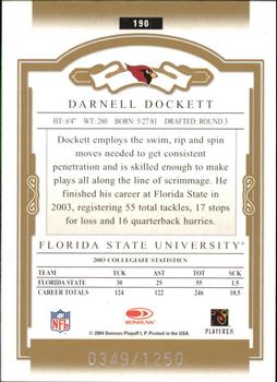 2004 Donruss Classics #190 Darnell Dockett Back