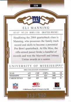 2004 Donruss Classics #228 Eli Manning Back