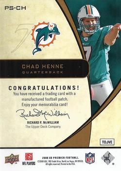 2008 Upper Deck Premier - Stitchings College Logo Gold #PS-CH Chad Henne Back