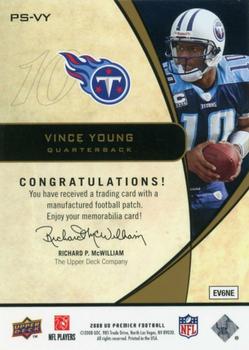 2008 Upper Deck Premier - Stitchings College Logo Gold #PS-VY Vince Young Back