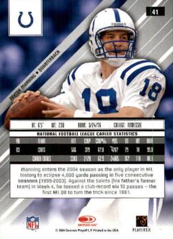 2004 Leaf Rookies & Stars Longevity #41 Peyton Manning Back