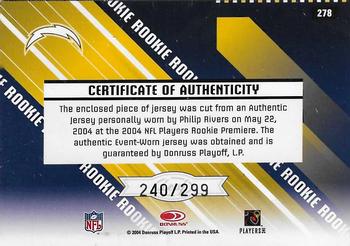 2004 Leaf Rookies & Stars Longevity #278 Philip Rivers Back