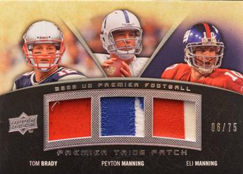 2008 Upper Deck Premier - Trios Patch 75 #PTP-MBM Tom Brady / Peyton Manning / Eli Manning Front