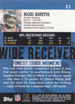 2004 Finest #21 Rod Smith Back