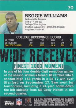 2004 Finest #70 Reggie Williams Back