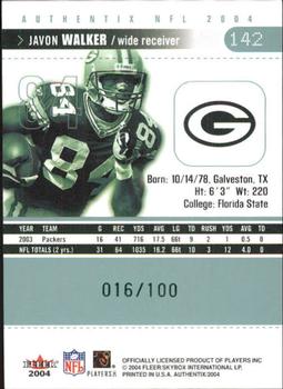 2004 Fleer Authentix #142 Javon Walker Back