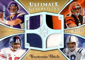 2008 Upper Deck Ultimate Collection - Ultimate Generations Foursomes Jerseys Patch Holofoil #UFGJ-15 Peyton Manning / Carson Palmer / Eli Manning / John David Booty Front