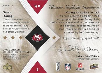 2008 Upper Deck Ultimate Collection - Ultimate Highlight Signatures #UHA-12 Steve Young Back