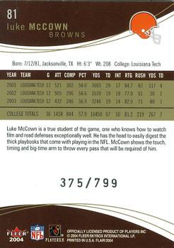 2004 Flair #81 Luke McCown Back