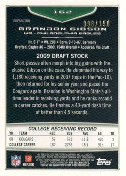 2009 Bowman Chrome - Blue Refractors #162 Brandon Gibson Back