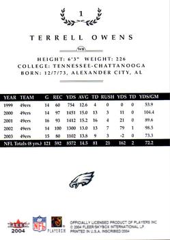 2004 Fleer Inscribed #1 Terrell Owens Back