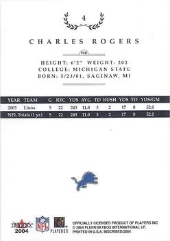 2004 Fleer Inscribed #4 Charles Rogers Back