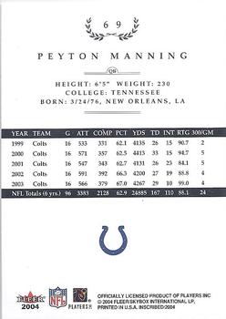 2004 Fleer Inscribed #69 Peyton Manning Back